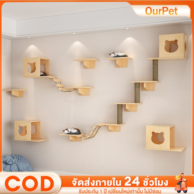 คอนโดแมว คอนโดแมวติดผนัง DIY กล่องแมวติดผนัง รังแมวติดผนัง เสาลับเล็บ ติดตั้งง่าย