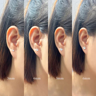 earika.earrings - white jewel piercing จิวหูเงินแท้จี้เพชรเม็ดเดี่ยว (มีให้เลือก 4 ขนาด) สำหรับคนแพ้ง่าย