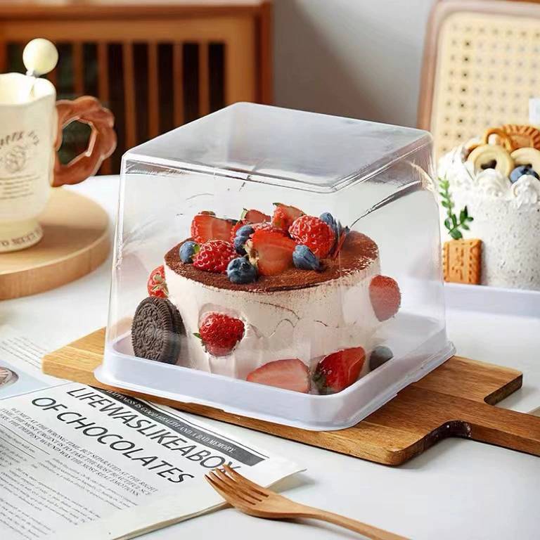 กล่องเค้ก ครึ่งปอนด์ กล่องเค้กฐานเหลี่ยม ฐานกลม 1/2ปอนด์ ฐานขาว ฝาใสกันฝ้า (แพค25ใบ) - รูปที่ 5