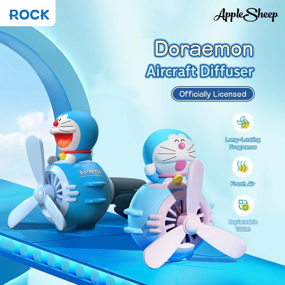 [Rock Doraemon Aircraft Diffuser] น้ำหอมปรับอากาศในรถยนต์ เครื่องอโรม่าเทอราพี น้ำหอมติดช่องแอร์ โดเรม่อนลิขสิทธิ์แท้