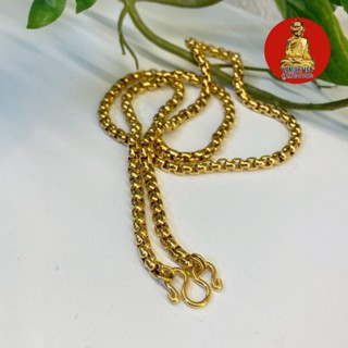 สร้อยสแตนเลสแท้ ลายผ่าหวายมนสีทองเลเซอร์ หนา 4.0 มิล (เทียบข…