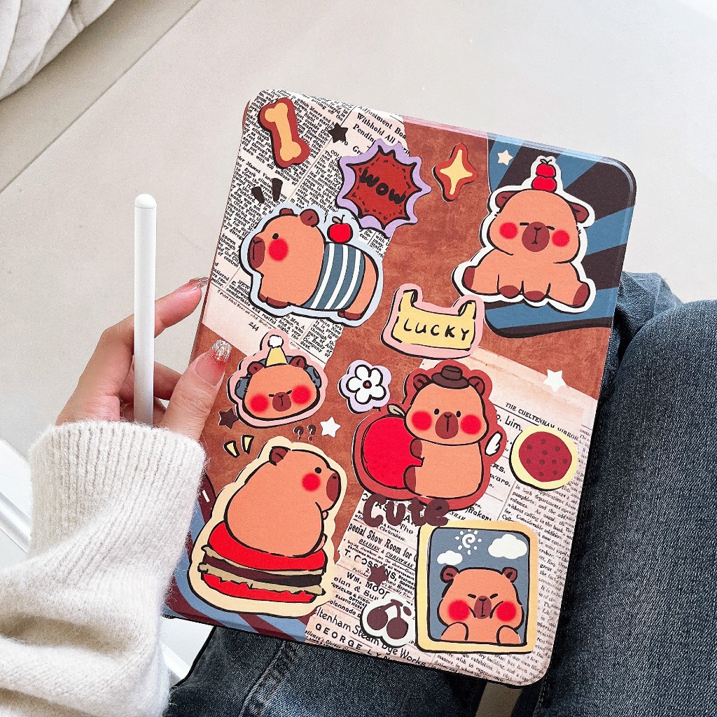 360 ไอแพดmini เคสซิลิโคนไอเเพด ลายคาบิบาล่า แบบใส่ปากกาได้10.9ไอแพด Air1 Air2 9.7ไอแพด10.2 gen7 gen8