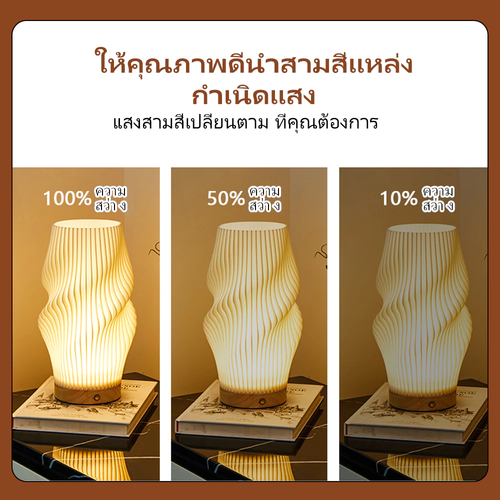 💡 โคมไฟตั้งโต๊ะ 3 สีอ่อน – 10 ระดับความสว่าง | หรี่แสงไฟกลางคืน thumbnail 3