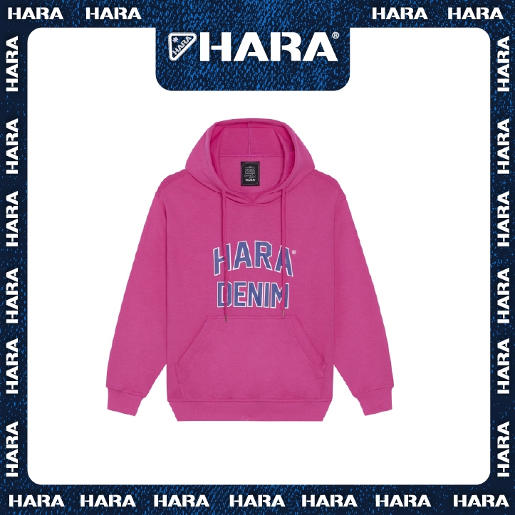 Hara เสื้อหนาวสวมหัว สกรีน Hara New Basic สีชมพู บานเย็น รุ่น HMTL-002728