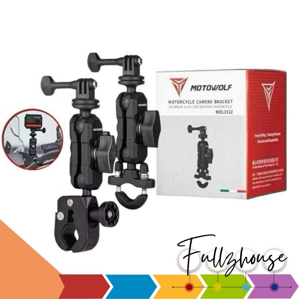 จัดส่งด่วน MOTOWOLF MDL3532 ที่ยึดกล้องแอคชั่นแคม สำหรับติดมอเตอร์ไซค์ Action Camera Mount