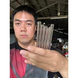 (6อัน)หลอดแก้วทนความร้อน แบบสั้น ยาว15cm สำหรับใช้กับแก้วกาแฟลาเต้หรืออื่นๆ สีใส ออกใบกำกับภาษีได้ รหัสkornz 62125