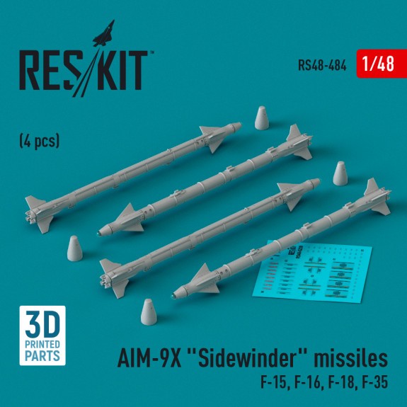 RS48-0484_AIM-9X "Sidewinder" missiles (4 pcs) (3D Printed) (1/48)