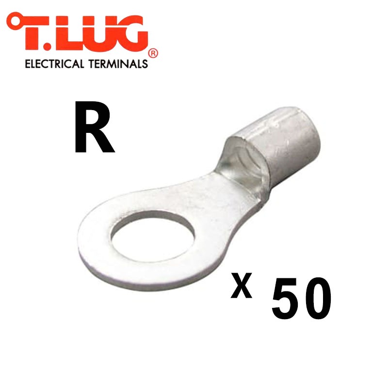 R16-6 R16-8 R16-10 R25-6 R25-8 R25-10 หางปลากลมย้ำเปลือย ″T-LUG″ (50PCS/BAG) ** **ขายเป็นห่อๆละ50ชิ้น**