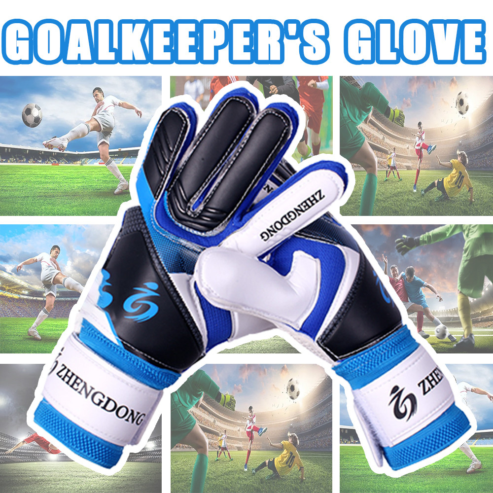 1pair ถุงมือฟุตบอลผู้รักษาประตูถุงมือกีฬาและอุปกรณ์ฟุตบอลกลางแจ้งGoalkeeper Gloves🚚🚚จัดส่งที่รวดเร็ว
