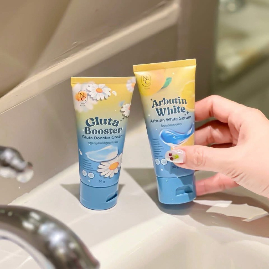 โดสฟ้าจิ๋ว NC Rich Gluta Booster Cream+Abutin White Serum