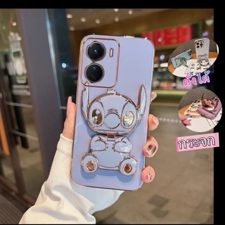 ้เคสกระจก ตั้งได้ สำหรับ OPPO A5X A6T A6 A6X A6S สติช ขาตั้งได้ ฝาหลัง แบบนิ่ม น่ารัก หมุนได้ เคสลายน่ารัก