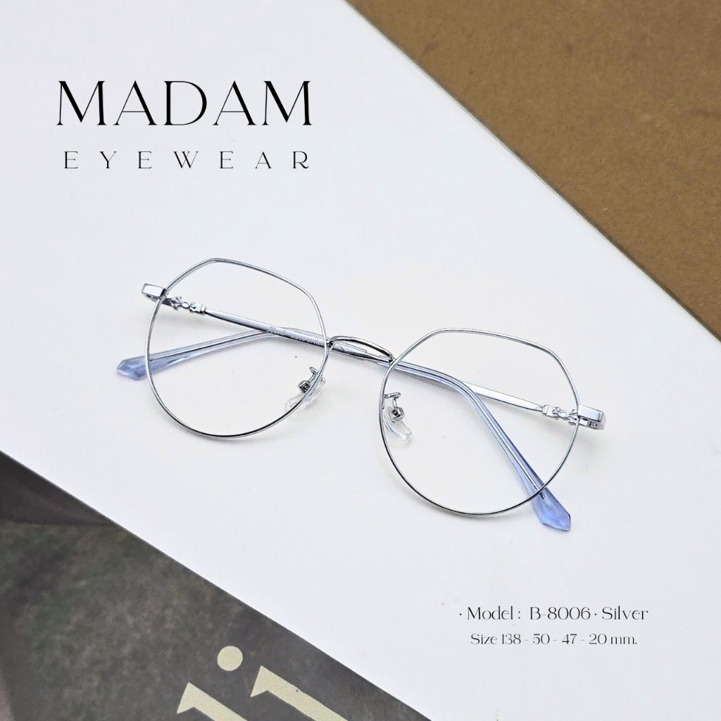 (พร้อมส่ง) แว่นตาไททาเนียม ทรงหยดน้ำ เลนส์สั่งตัดใหม่ สายตา/กรองแสง (รุ่นB-8006)