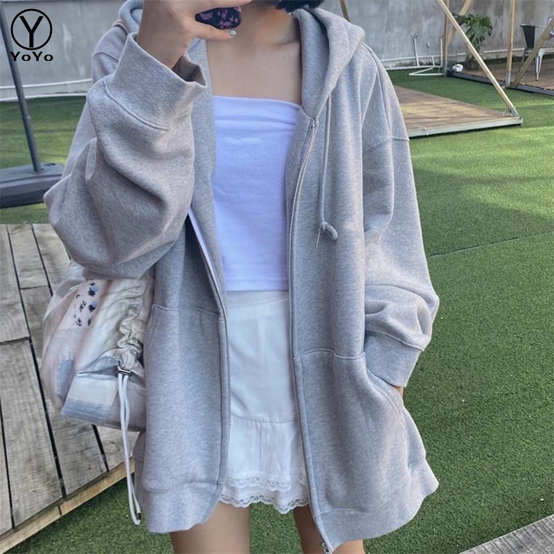YOYO เสื้อกันหนาวมีฮู้ดผู้หญิง คาร์ดิแกนซิปแขนยาว สไตล์สปอร์ต รุ่นY2838 รูปที่ 5