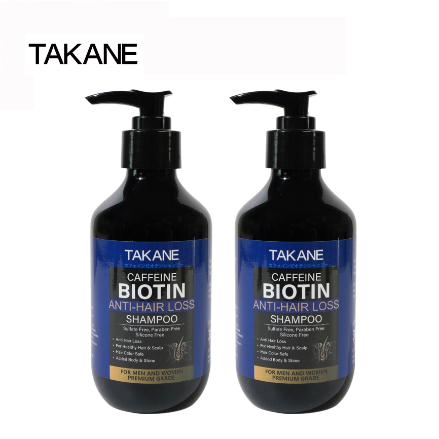 300 ml แชมพูลดผมร่วง Takane Caffeine& Biotin Anti-Hair Loss Shampoo ผมนุ่มมีวอลลุ่ม ยาสระผมลดผมร่วง