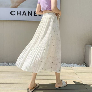 GAHOHESเฟรนช์วินเทจเวฟพอยท์ พรีเมี่ยมชีฟอง กระโปรงจีบ กระโปร…