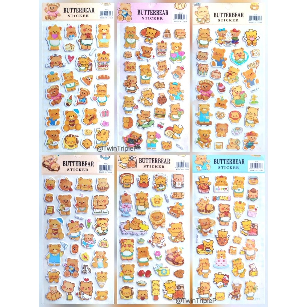 สติ๊กเกอร์เด็ก Butter Bear หมีเนย สติ๊กเกอร์เด็ก สติ๊กเกอร์ราคาถูก ซื้อ6 ฟรี1ชิ้น คละสุ่มลาย สติ๊กเกอร์การ์ตูน