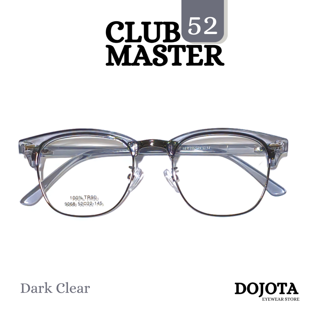 กรอบแว่นตาวินเทจ ทรง Club Master 52 สีใส ขนาดเลนส์ 52มม. วัสดุ TR90 น้ำหนักเบา ใส่สบาย