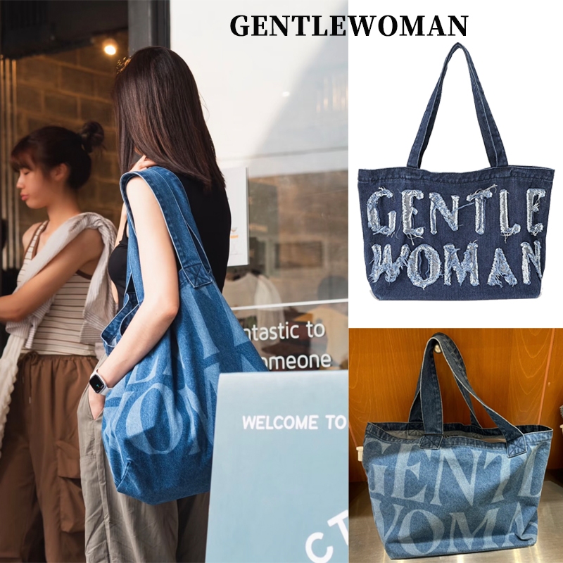 GENTLEWOMAN DENIM JUMBO DENIM TOTE BAG📌แท้ 100 % คาวบอย กระเป๋าผ้า