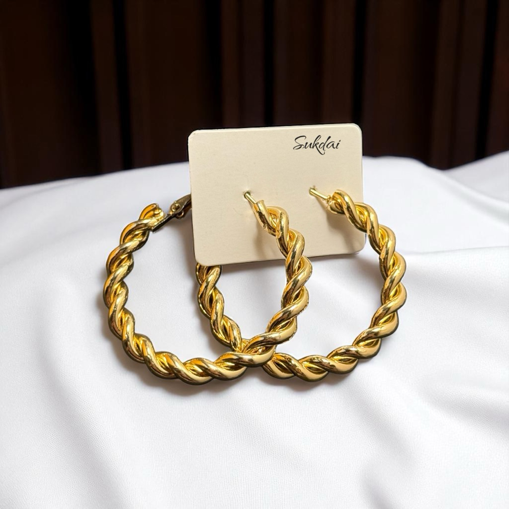 [ส่งฟรี] SUKDAI ต่างหูกลมเกลียวสีทอง  sk7
