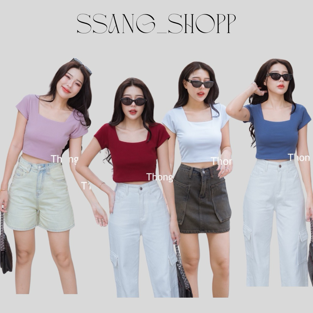 เสื้อยืดแขนสั้นคอเหลี่ยม ผ้าคอตตอนยูนิพรีเนียม (มี 2 ไซส์ค่ะ)