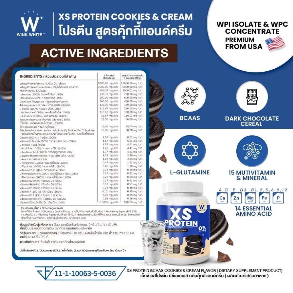 [โปรตีน] Wink White XS PROTEIN โปรตีนวิงค์ไวท์ ทดแทนมื้ออาหาร 240 g. ราคา ถูกที่สุด ดีลบีเคเค แกลเลอรีภาพที่ 6