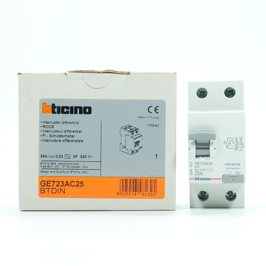 GE723AC40 bticino RCD bticino RCCB GE23AC25 GE723AC63 GE723AC80 GE723AC100 อุปกรณ์ป้องกันไฟรั่ว ไฟดู