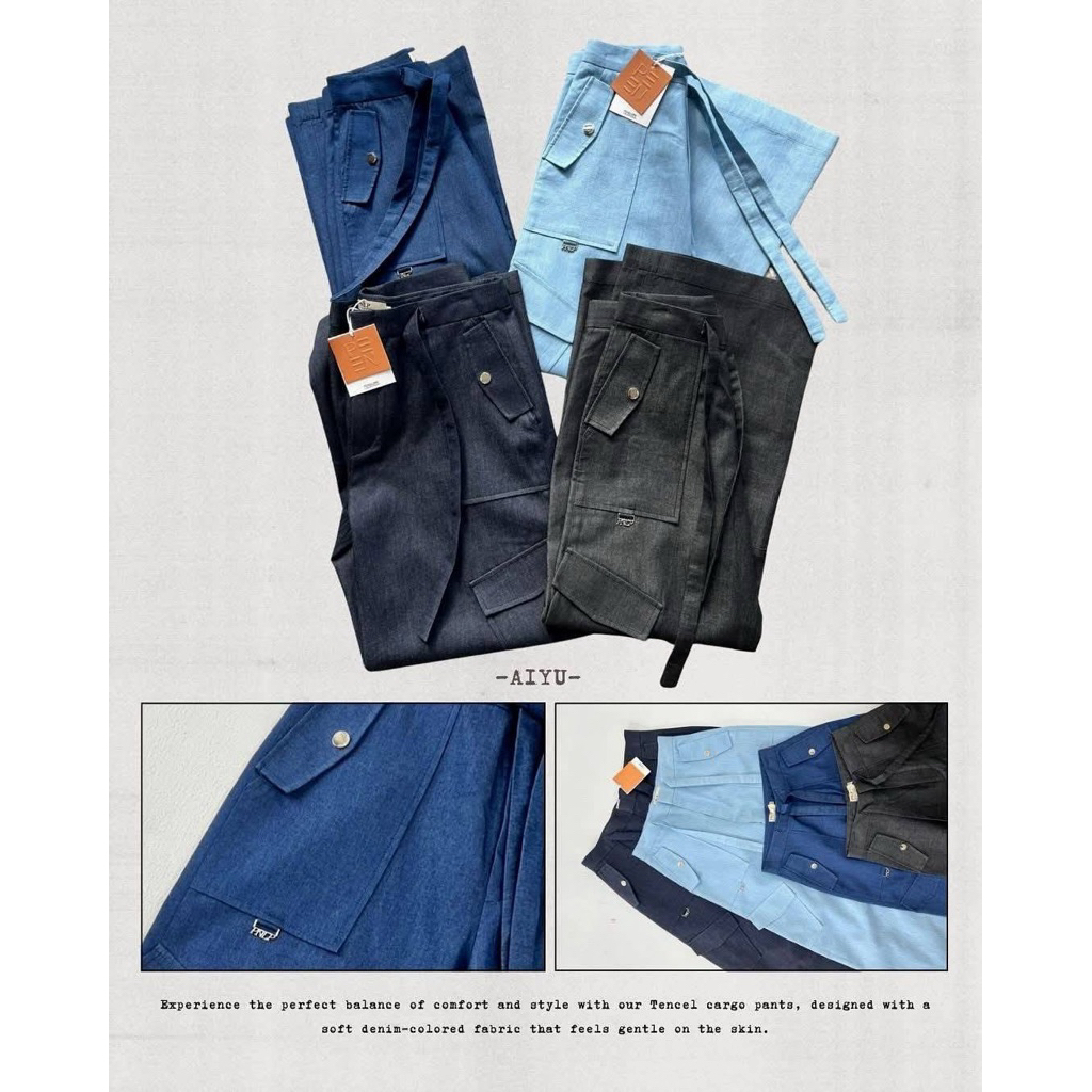 AIYU DENIM ( Light Jean/Dark Jean/Black/Light Blue)PANTS