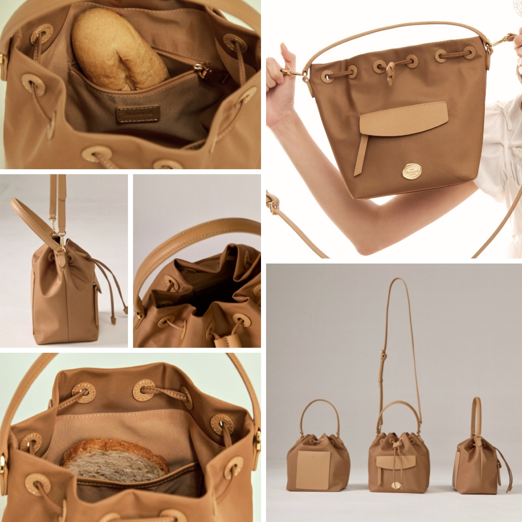 PICNIC The Bucket Bag  กระเป๋าทรงจีบสุดน่ารัก ผ้าพรีเมียมไนลอน  สายหนังแท้  มีสายยาวให้ทุกใบ MONOMEBKK - รูปที่ 5