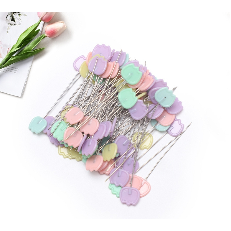 เข็มหมุด เข็มหมุดหัวแบน ยาว 5.5 cm. 100,50,20 เล่ม ทิวลิป พาสเทล