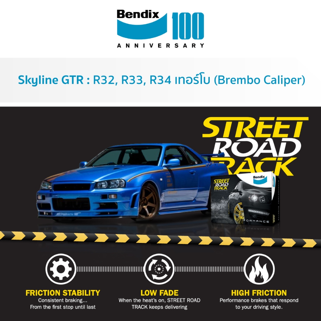 ผ้าเบรค Bendix Nissan Skyline GTR R32 /R33 /R34 GTR Turbo (Brembo Caliper)