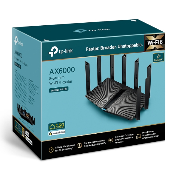 TP-LINK Archer AX80 AX6000 8-Stream Wi-Fi 6 Router with 2.5G Port