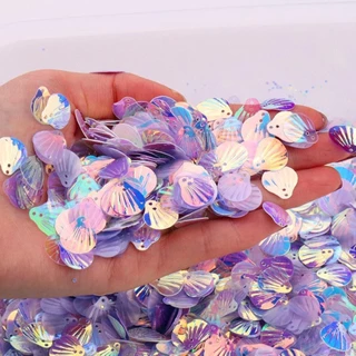 เลื่อมเปลือกหอย เปลือกหอย DIY เกล็ดปลาเทียมแต่งหน้า เกล็ดปลาเทียมตกแต่ง8g.ประมาณ140- 150 ชิ้น/เลื่อมหูช้าง20g