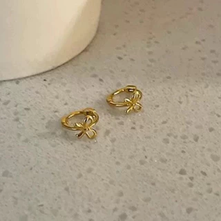 🎀มีส่งด่วน🎀 ต่างหูเงิน ต่างหูห่วง รูปโบว์ 1คู่ พร้อมส่ง