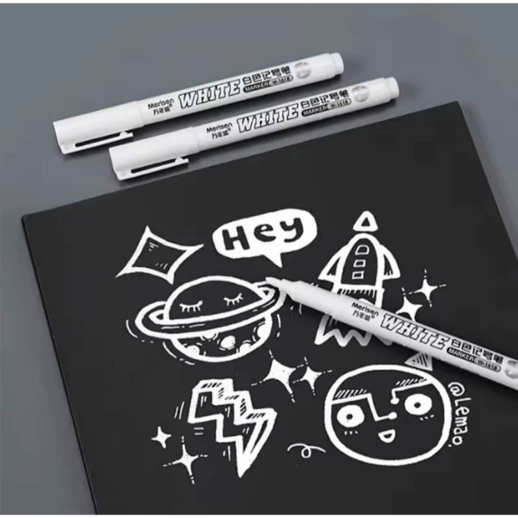 ปากกา มาร์คเก้อร์ กันน้ำ สีขาว Merisen Waterproof White Permanent Markers