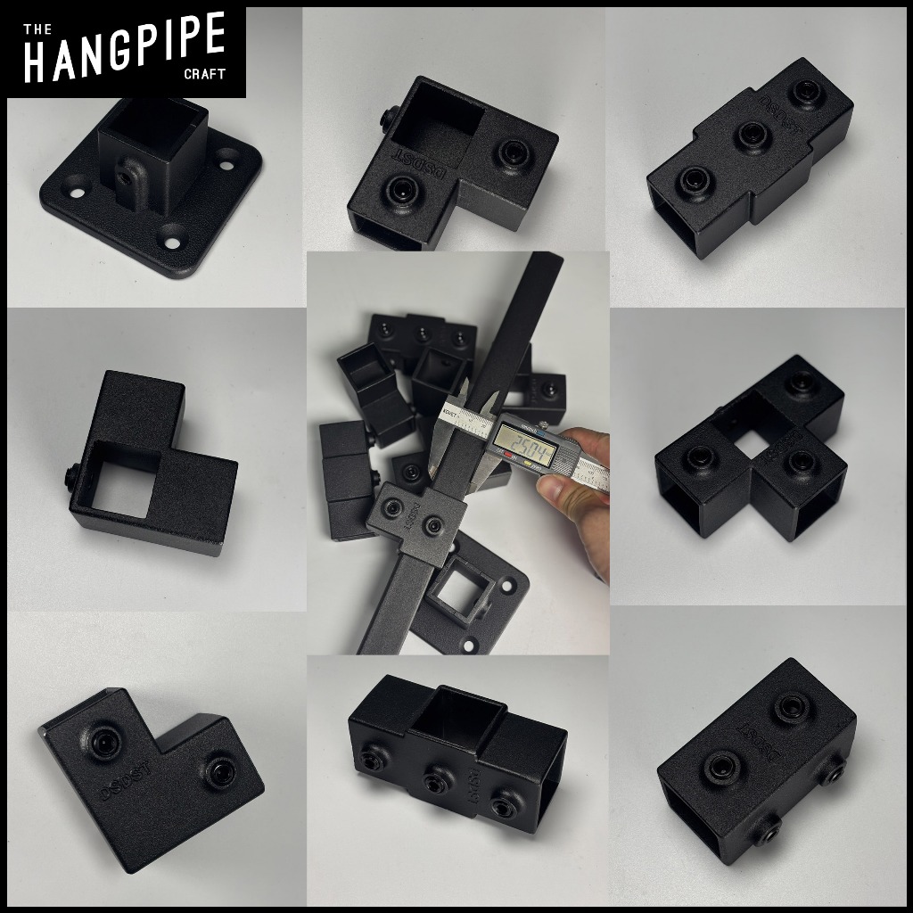 ข้อต่อเหล็กกล่องสีดำ 1x1นิ้ว แบบสวมล็อคน็อตไร้สนิมสวมขันใช้ง่าย25.4 mm ทำจากอลูมิเนียมหล่อ - รูปที่ 2