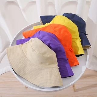 [W0074] หมวกบักเก็ตทูโทน ใส่ได้ 2 ด้าน ถอดสายได้ ทรงสวย ผ้าหนา Bucket hat หมวกกันแดด แฟชั่นผู้หญิง