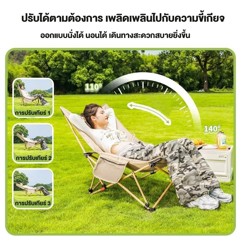 เก้าอี้แคมป์ปิ้ง ผ้าฝ้ายเนื้อผ้าใบ Oxford รับน้ำหนัก 500กก thumbnail 4