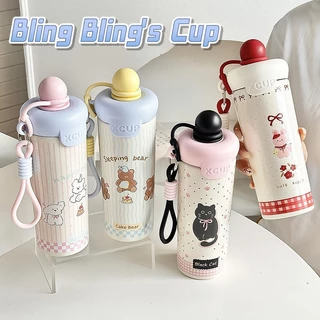 น่ารัก บสีฟางถ้วยเก็บความร้อน 316 สแตนเลส650ml แก้วมีฝาปิด แก้วกาแฟ  แก้วน้ําเก็บความเย็น