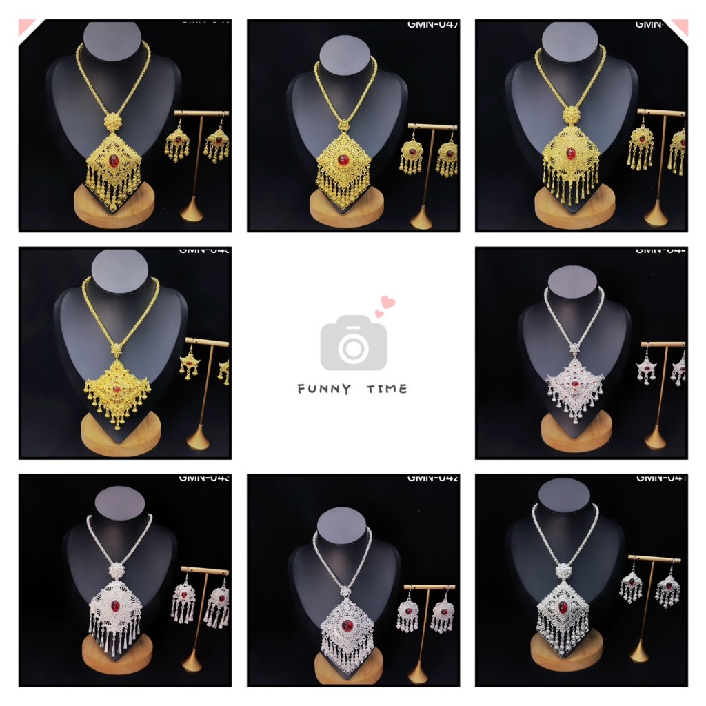 เครื่องประดับไทยสร้อยคอ สีเงิน ทอง ใช้สวมใส่ประดับชุดไทยโบราณ ทำการแสดง