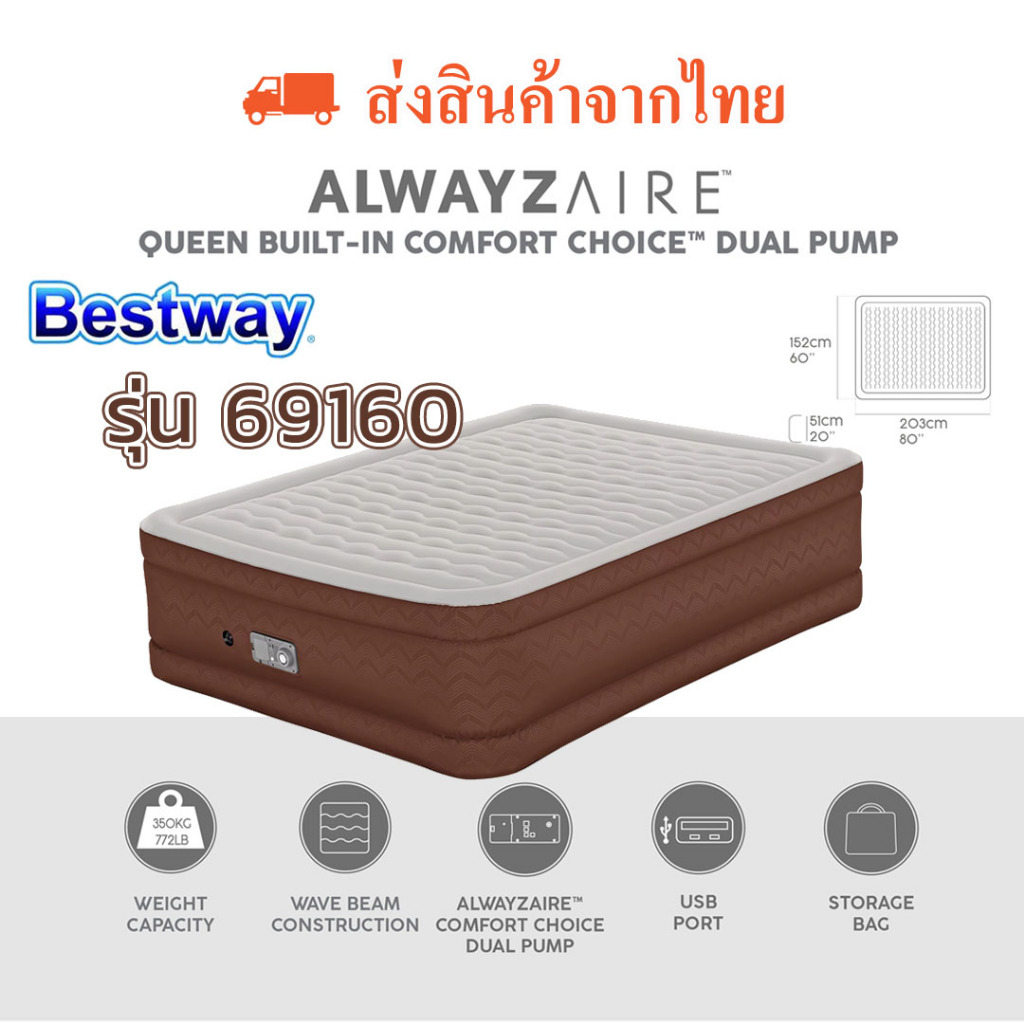 Bestway 69160 ที่นอนเป่าลม ขนาด 5 ฟุต