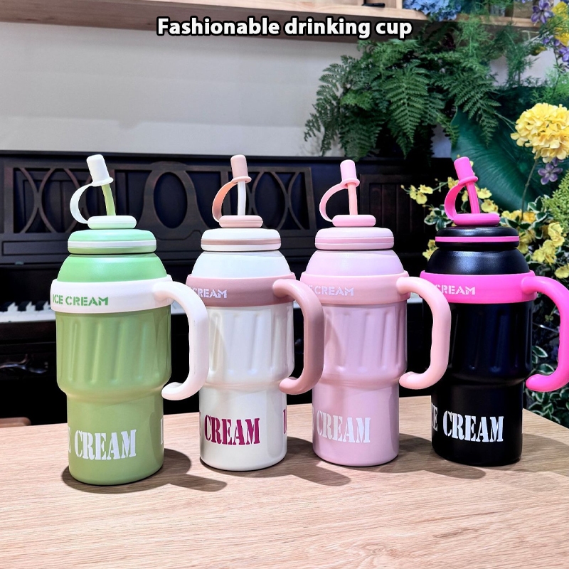แฟชั่นฤดูร้อน 1000ml สแตนเลส304 ขวดน้ำกลางแจ้งสำหรับเด็ก ถ้วยน้ำแข็ง สําหรับนักเรียนมัธยมปลาย T01294