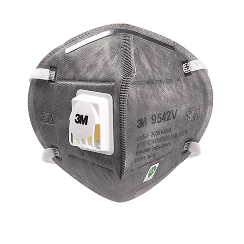 3M™ 9542V หน้ากากคาร์บอน, คาดศรีษะ, วาล์ว, P2