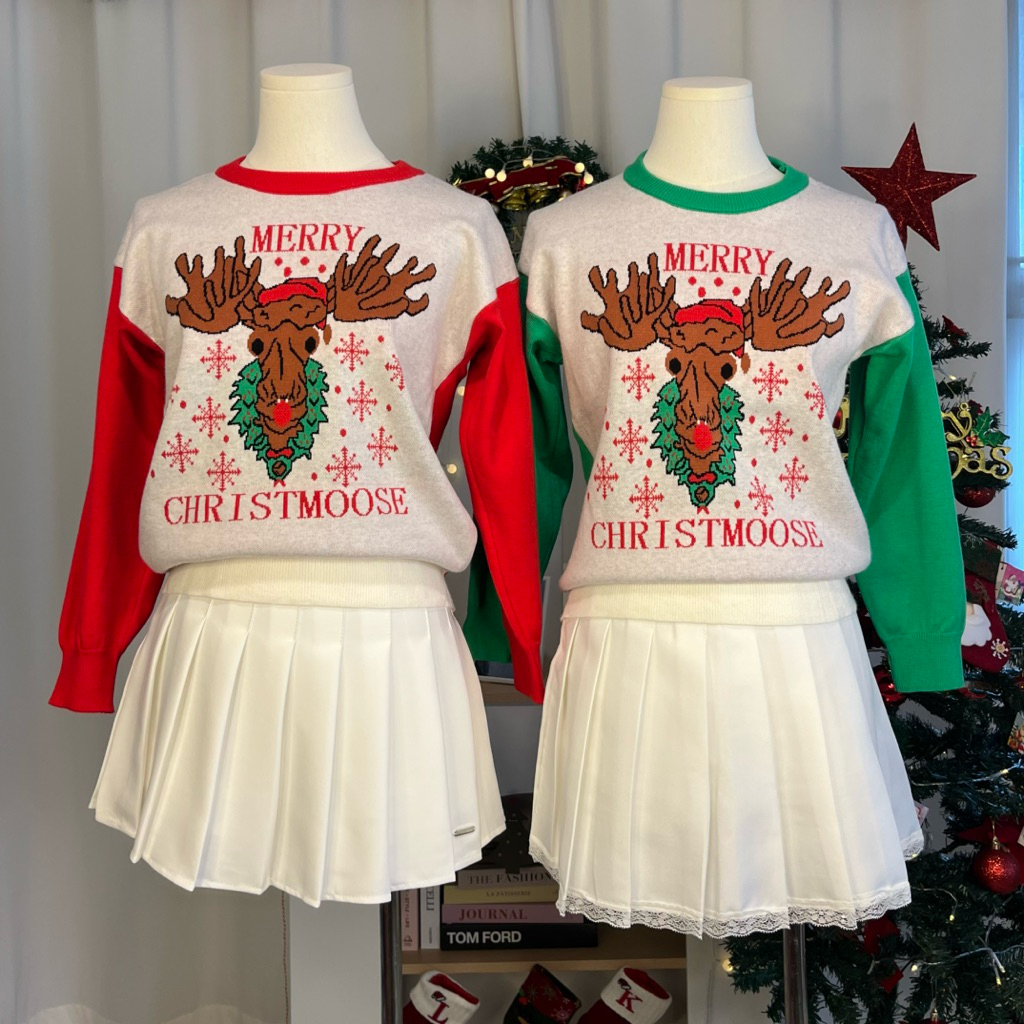 Reindeer Sweater🦌🎄 สเวตเตอร์ลายกวางเรนเดียร์(แดง,เขียว)