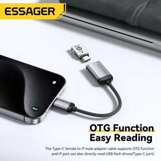 Essager Type-C ถึง L สายอะแดปเตอร์เสียง อะแดปเตอร์ OTG ชาร์จ + เสียง 2 ใน 1