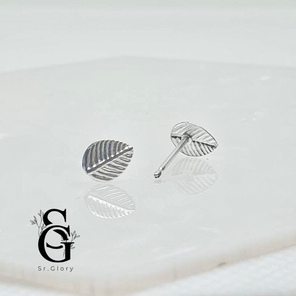Sr.Glory ต่างหูเงินแท้ 92.5% ต่างหูใบไม้เงินแท้ทั้งหมด สไตล์มินิมอล  พร้อมแป้นต่างหูเงินแท้