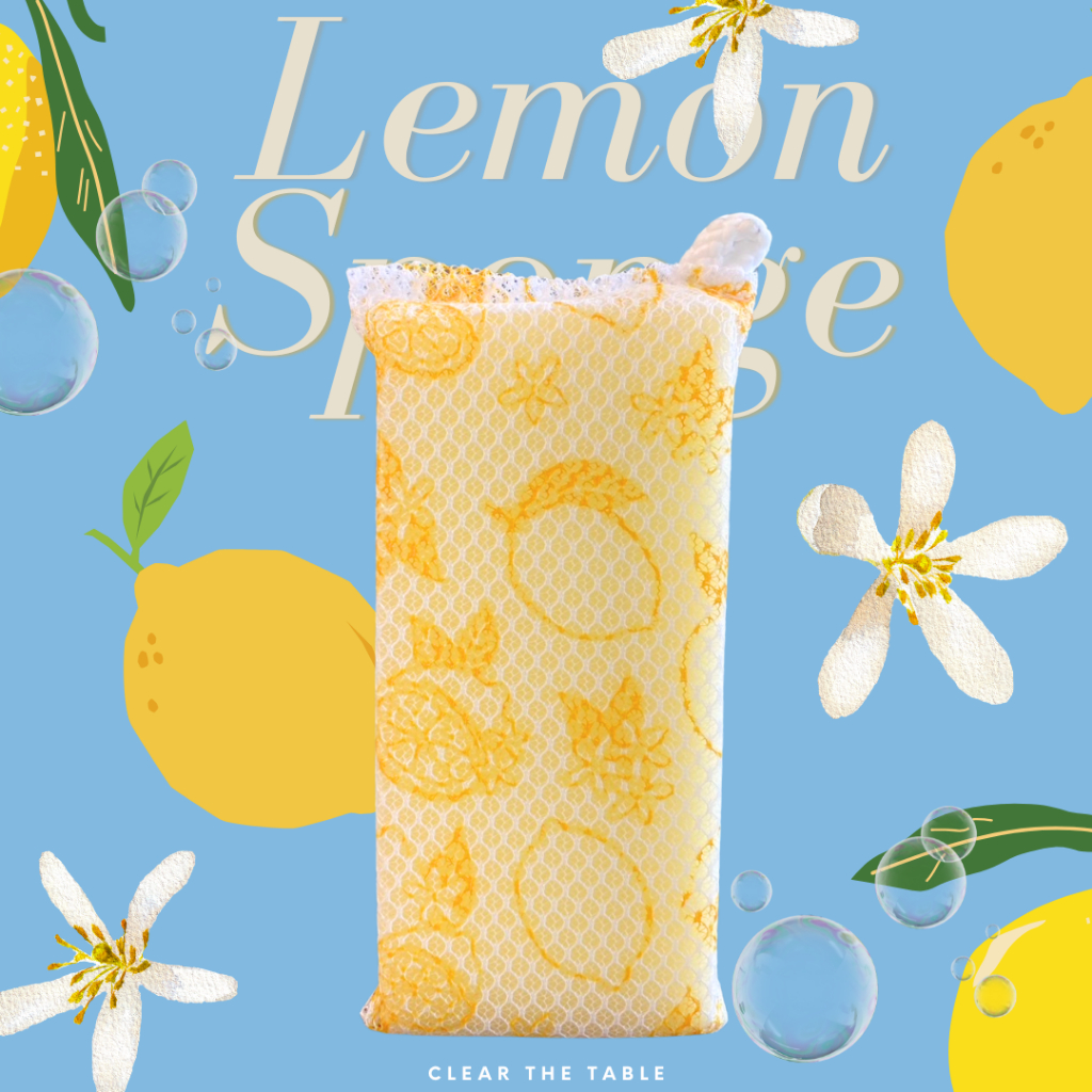 Clear the table พร้อมส่ง ฟองน้ำล้างจานเลม่อน Lemom sponge ทำความสะอาดหมดจด