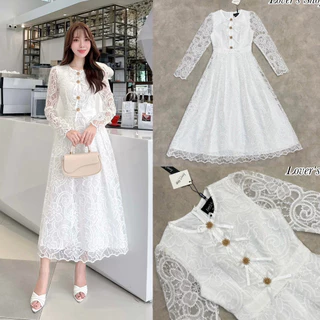 S-XXL ชุดเดรสลูกไม้โทนสีครีม ขาว เบจ ชมพู ดำ น้ำตาล ฟ้า ใส่ออกงาน ทำบุญ ไปวัด งานแต่ง งานบวช #Lalabelle #Loveshop