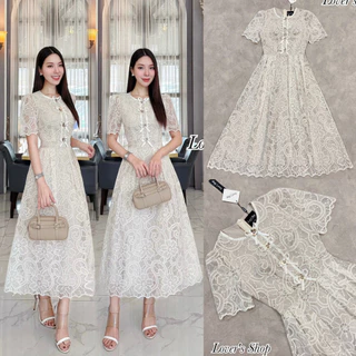 S-XXL ชุดเดรสลูกไม้โทนสีครีม ขาว เบจ ชมพู ดำ น้ำตาล ฟ้า ใส่ออกงาน ทำบุญ ไปวัด งานแต่ง งานบวช #Lalabelle #Loveshop