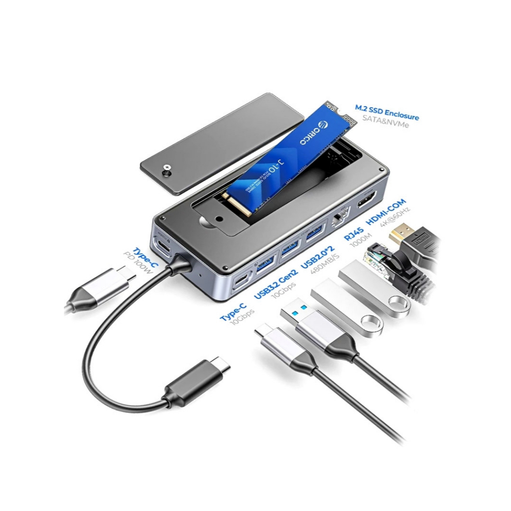 ORICO USB-C Docking Station with M.2 NVMe & SATA SSD รุ่น OM28P-G2  8-in-1