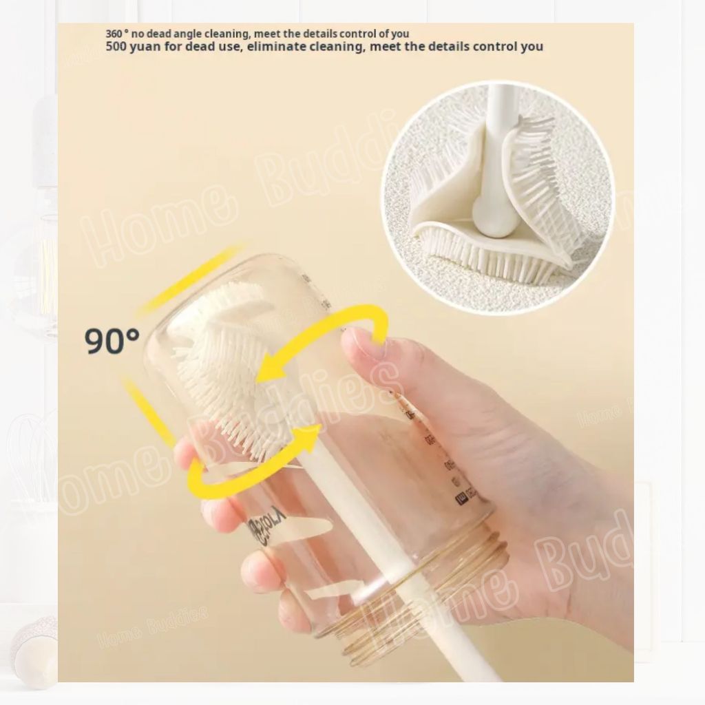 💡ส่งด่วน💡 แปรงล้างขวด แปรงซิลิโคนล้างขวด ขนแปรงงอได้ 90 องศา มีรูสำหรับห้อย ด้ามยาว  bottle brush - รูปที่ 4